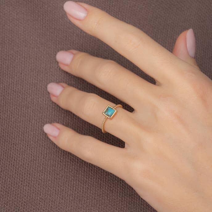 Starfish Project, Inc - Wholesale Single Stone/Solitaire Ring - Jayne Square Turquoise Ring