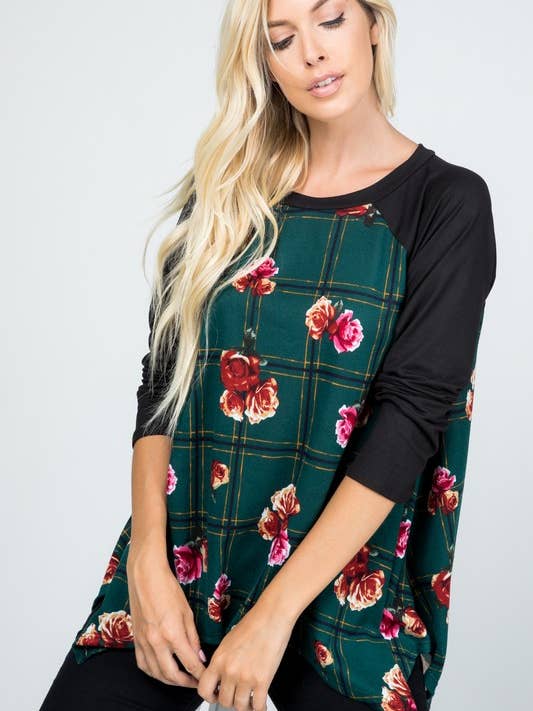 Karierter Pullover Shark Bite Tunika für den Großhandel von Rose Mellow Fashion