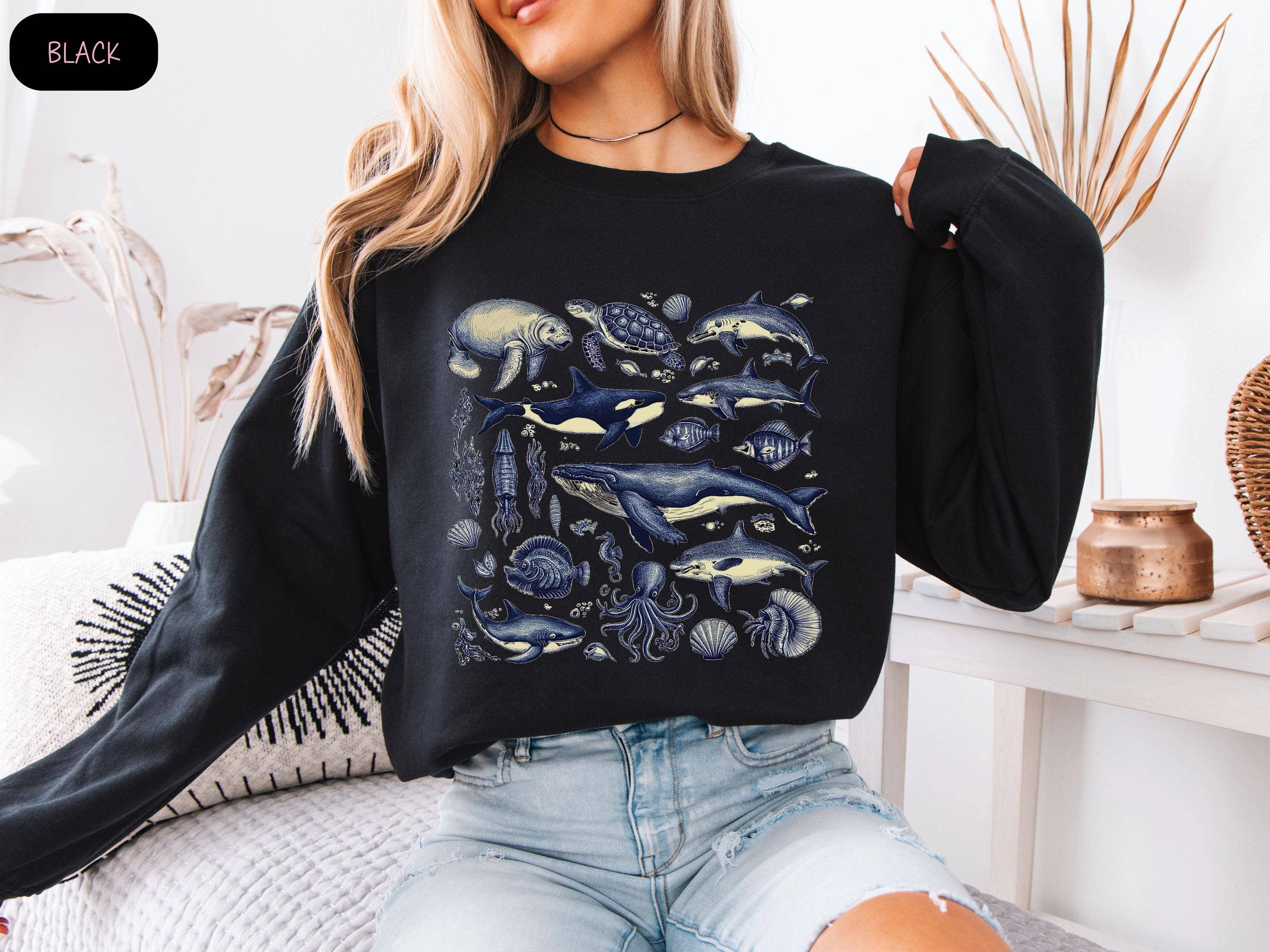 NVC Ecommerce LLC - Wholesale T-Shirt (Graphic) - Women's - Vintage Sea Animals Sweatshirt, Ocean Lover T-Shirt 3
