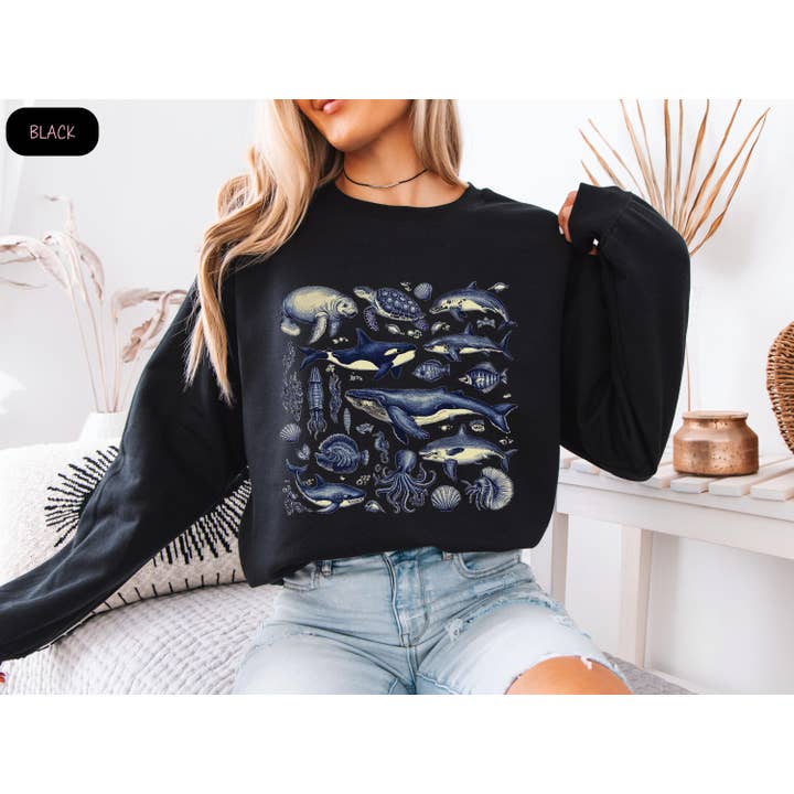 NVC Ecommerce LLC - Wholesale T-Shirt (Graphic) - Women's - Vintage Sea Animals Sweatshirt, Ocean Lover T-Shirt 3