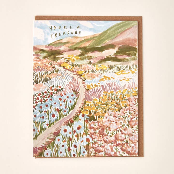 Little Salt Wagon - Wholesale Everyday Greeting Card - You're A Treasure Wildflower Colorful Coast Greeting Card