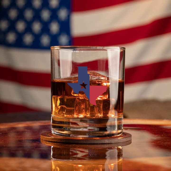 Old Southern Brass - Wholesale Cocktail/Liquor Glass - Texas Flag - Whiskey Glass