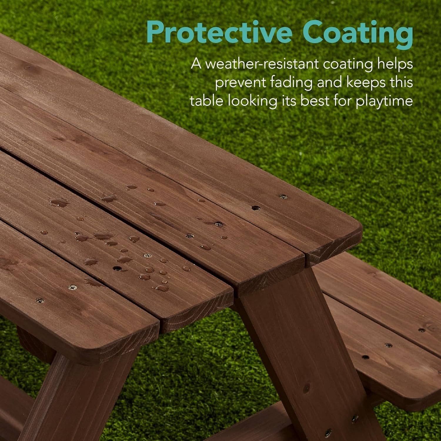Walnut Wooden Kids Picnic Table With Adjustable Umbrella for wholesale on Faire4