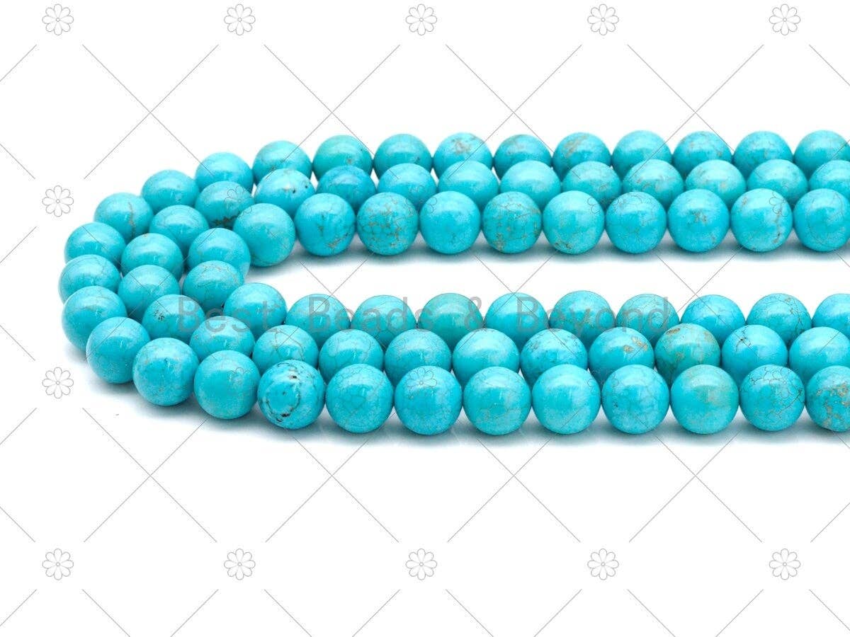 BestBeads&Beyond - Wholesale Beads - Natural Turquoise Blue Howlite Round Smooth Beads, U11741