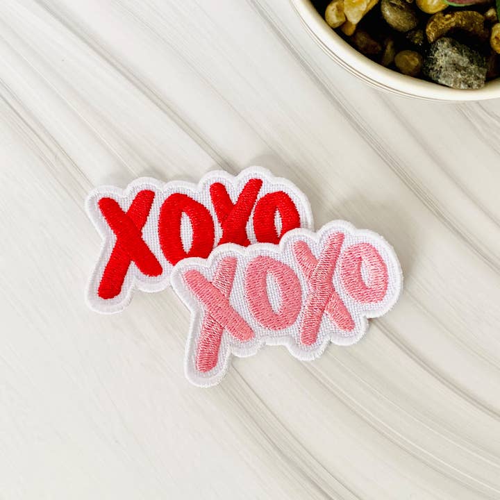 XOXO embroidered patch for wholesale by R & R Stitched