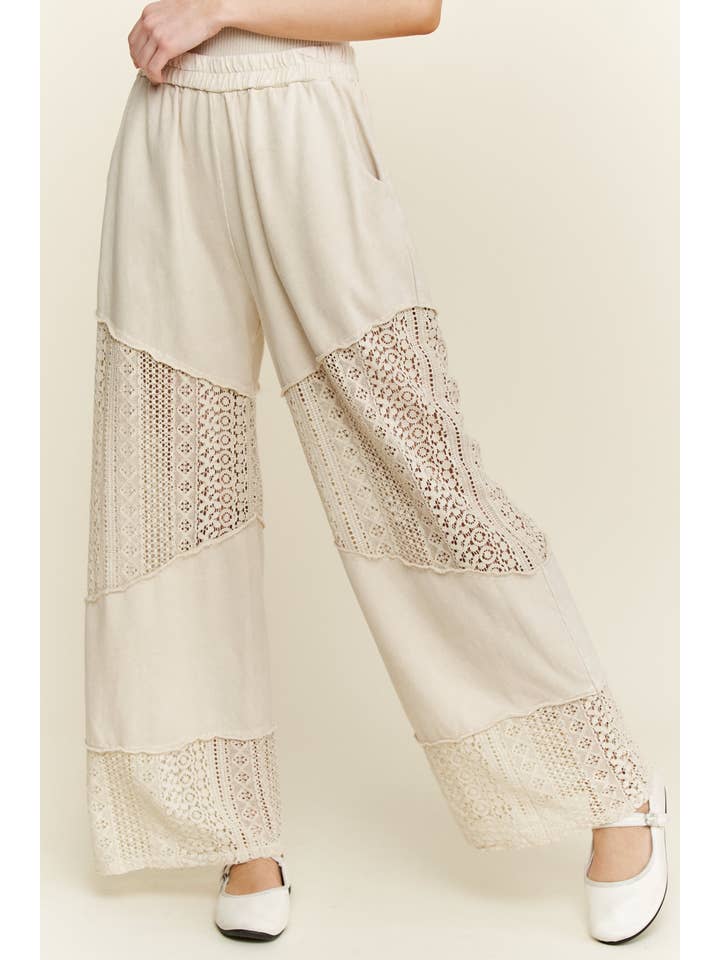 J.Her - Wholesale Pants - Women's - Mineral Washed Lace See through Breezy pants HP6335.