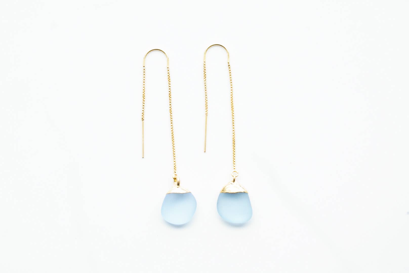 Rise Hawaii Jewelry - Wholesale Dangle Earrings - 24k Gold-Dipped Sea Glass Threader Earrings2