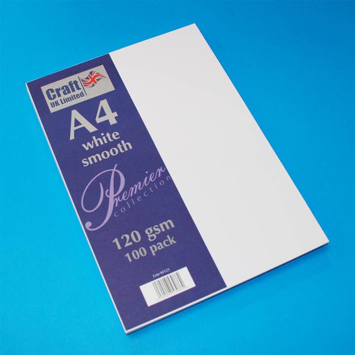 Line W125. A4 – White Paper (120gsm). 100pk for wholesale by Craft UK