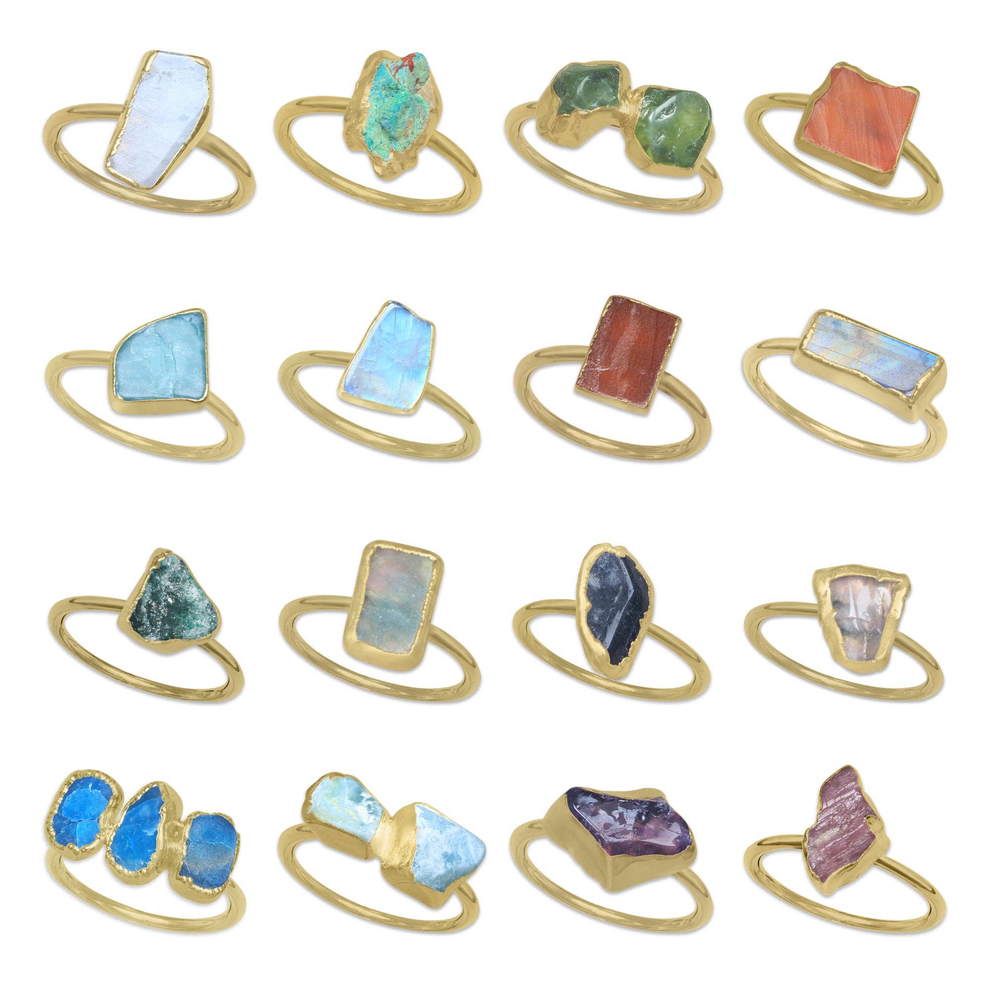 Handmade Jewels - Wholesale Cocktail/Statement Ring - Raw Crystal Ring – Silver, Gold, Rose Gold & Black Rhodium Finish | Natural Stones (Made to Order)1