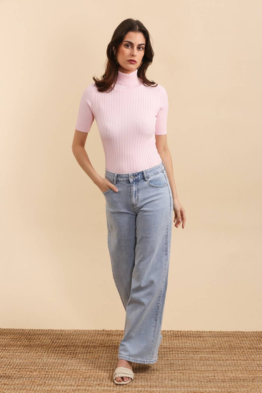 CHOKLATE PARIS – wholesale Stickad topp - Dam – Kortärmad polotröja i ribbstickning - 0512110