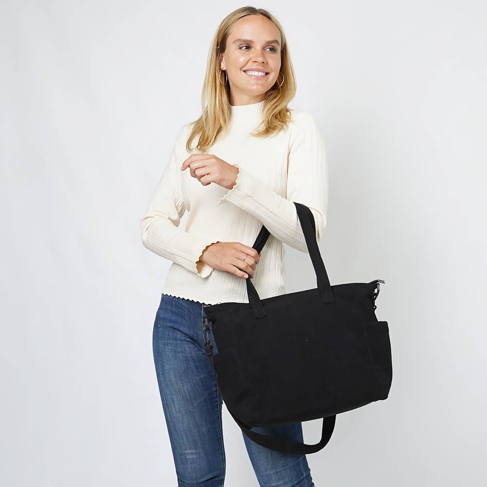 Sensibling Corp. - Wholesale Tote Bag - Women's - Multi Pocket Corduroy Tote Bag4