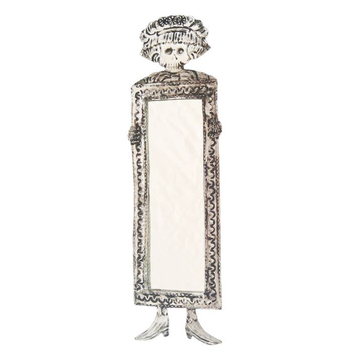 Spejl af blik med Day of the Dead Catrina for engroshandel hos Sedona Spirit