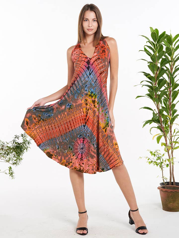 TIE-DYE HALTER MIDI DRESS (TH-1830) for wholesale by Kathmandu Imports