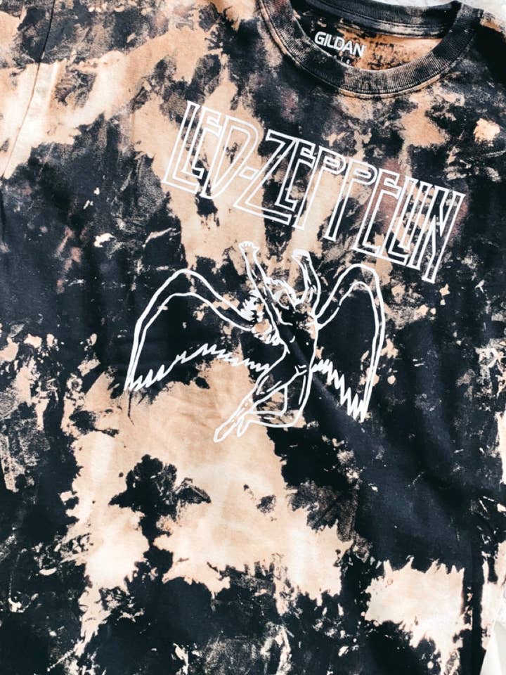 Led Zeppelin | Band Tee | Bleached Acid Wash TShirt for wholesale by whaddupkait designs