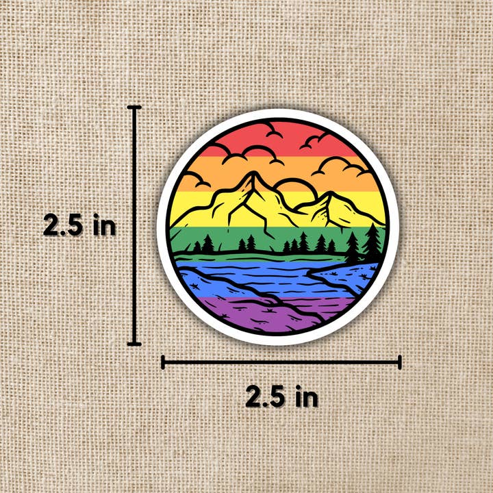 Wildly Enough - Wholesale Sticker - Gay Pride Mountainscape Flag Sticker