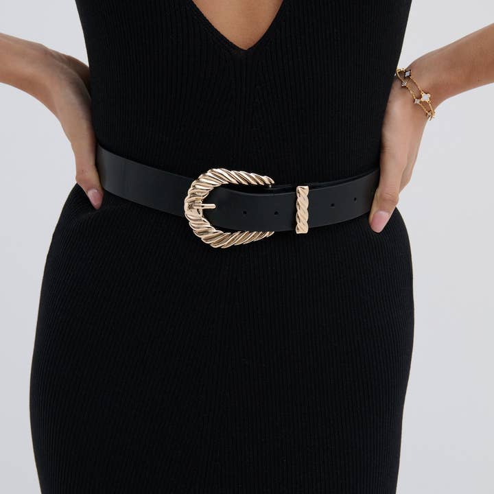 Angels Whisper Accessories – Cinto - Mulher por atacado – Cinto de Fivela Amelie Twist Detail Preto