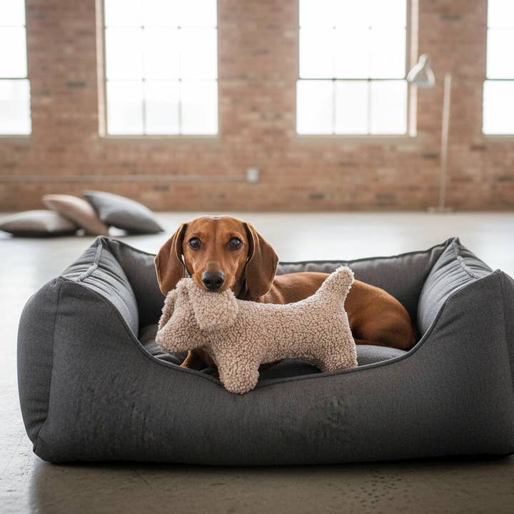 Plush dog Dachshund TOM Paddy gravel for wholesale by DOGS in the CITY®