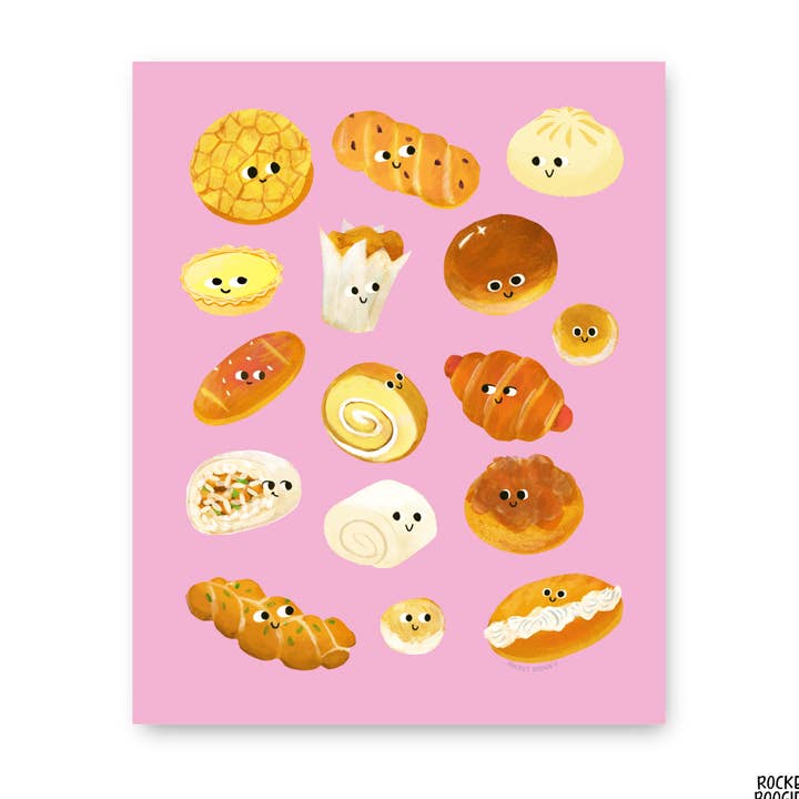 Chinese Baked Goods Print for wholesale by Rocket Boogie Co.