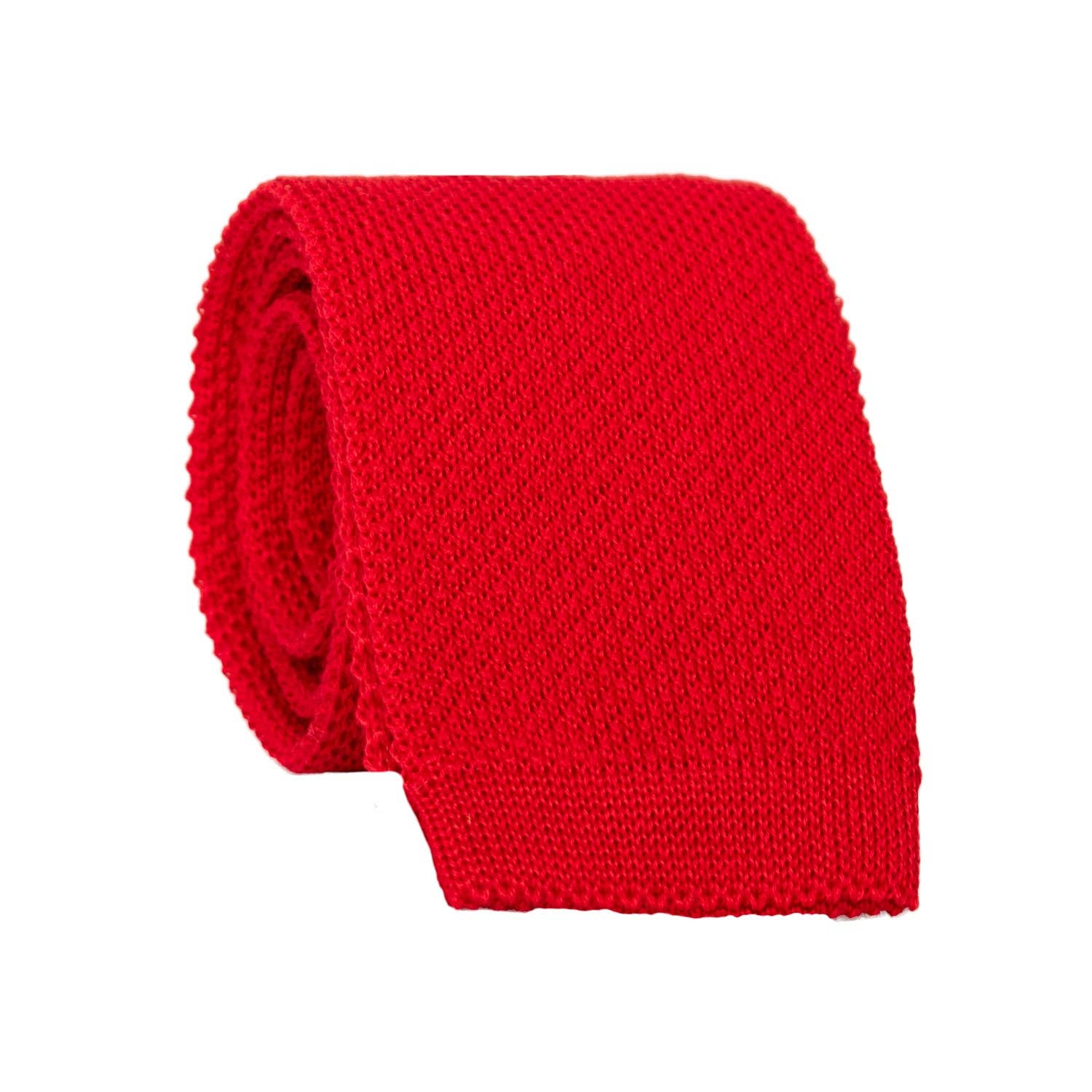 Graffeo Cravatte - Vente Cravate – homme - Cravate Tricot en Maille de Coton Rouge Uni TRI6553