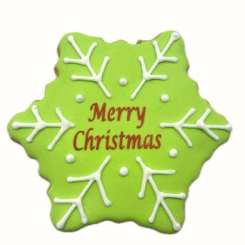 Green Merry Christmas Snowflake for wholesale by The Frosted Baker