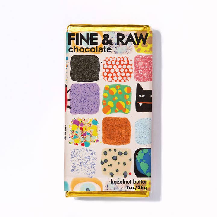 FINE & RAW - Wholesale Chocolate Bar - Holiday 2024 1oz Hazelnut Chocolate Bar