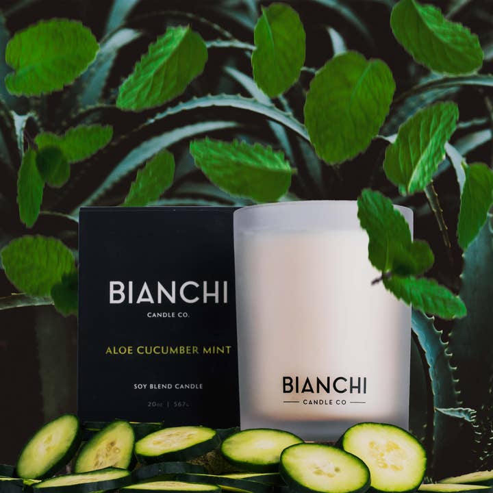 Vela de lujo BCC- Aloe, pepino y menta, 20 onzas para venta al por mayor de Bianchi Candle Co