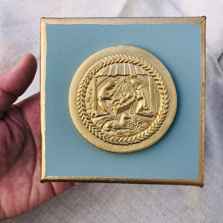Place of Grace Designs - Wholesale Nativity Scene Decor - Nativity Intaglio Canvas | Plaster Intaglio Art | Christian