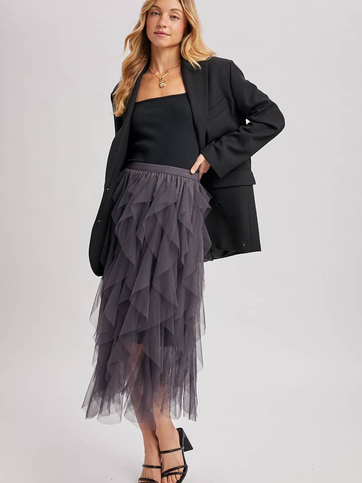 Bluivy - Wholesale Skirt - Women's - SPRIAL RUFFLED TULLE MIDI SKIRT10