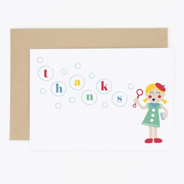 Biglietto di ringraziamento Playtime Bubbles per la vendita all'ingrosso da parte di Madame Annie et Fils