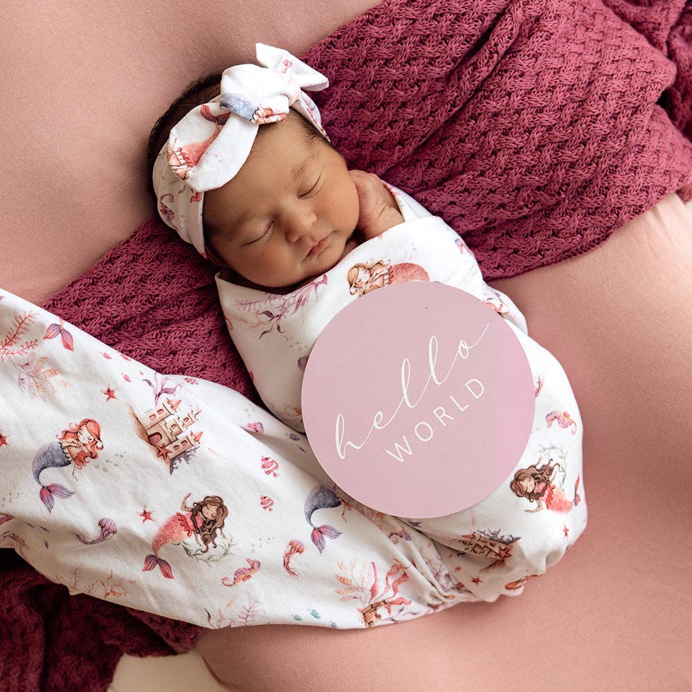 Snuggle Hunny - Wholesale Swaddle Set - Baby - Mermaid Organic Jersey Wrap & Topknot Set2