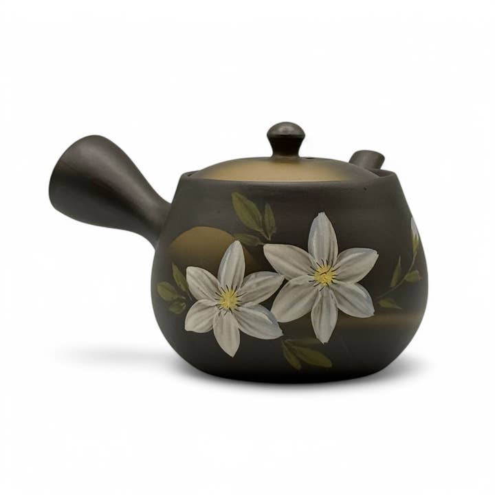 Inoue Tea – wholesale Tea pot – Kaiga Hana Black Tokoname-yaki Kyusu - Japanese Teapot