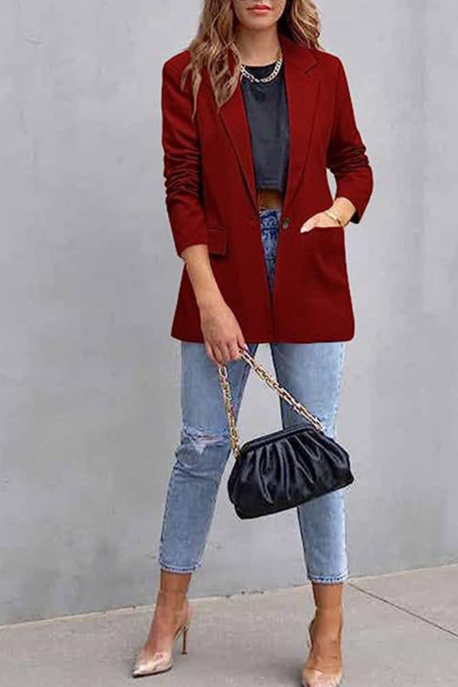 UNISHE - Wholesale Blazer - Women's - Front Open Lapel Plain Blazer ZK4615