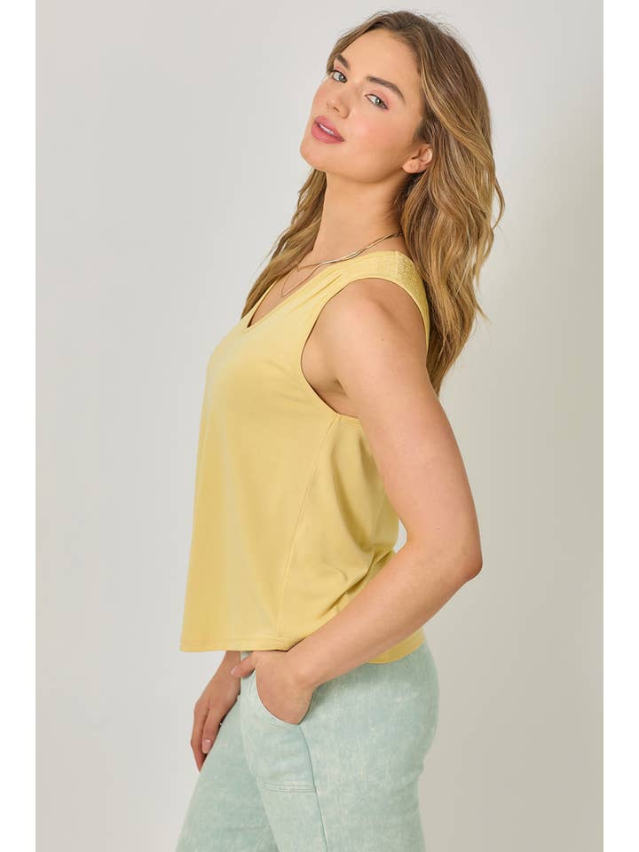 Mystree - Venta al por mayor Camiseta sin mangas - Mujer - 61036 Camiseta de Tirantes con Hombros Fruncidos de Cupro Modal9