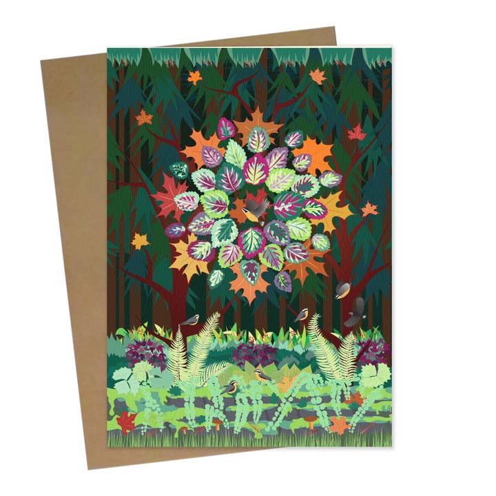 Greeting Card on Bamboo Paper - Autumn Maple, 5x7" for wholesale by Bella Blue Designs