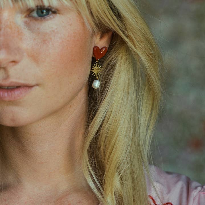 Van Schaaijk Studio - Wholesale Dangle Earrings - Earrings Valerie - Red1