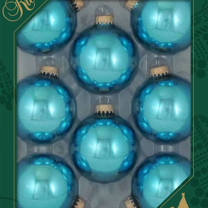 The Gerson Companies - Wholesale Ornament Set - Krebs Pale Turquoise 2 5/8" 67mm Ornament 12 boxes 8 per box