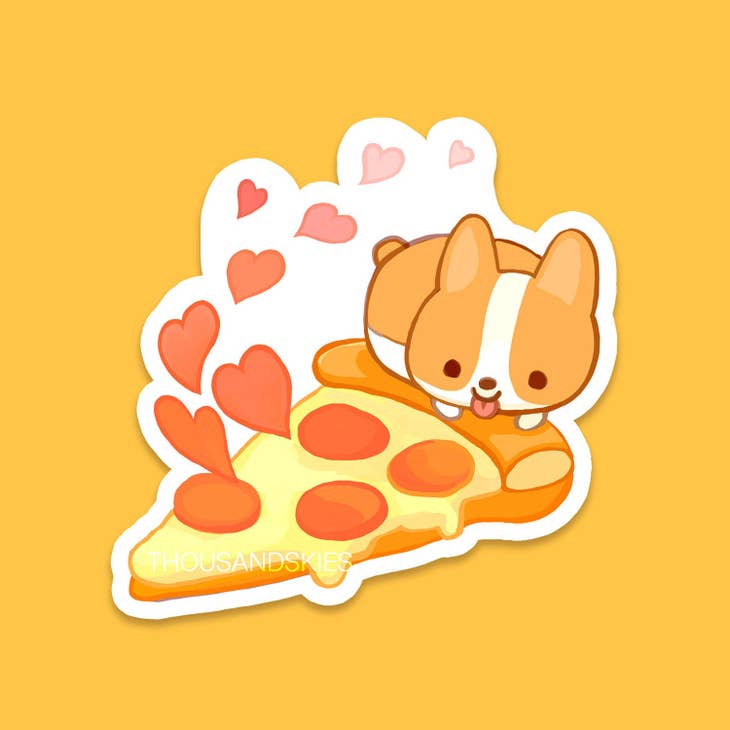Thousand Skies - Wholesale Sticker - Vinyl Sticker Pizza Lover Corgi