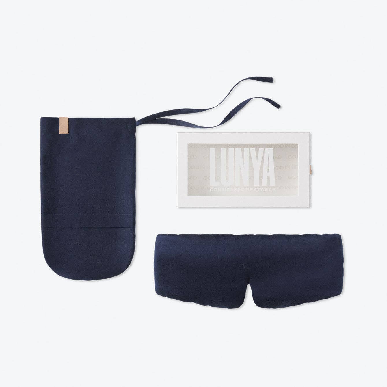 Azul profundo Máscara de Sono Seda Ponderada para venda a revendedores na Faire4