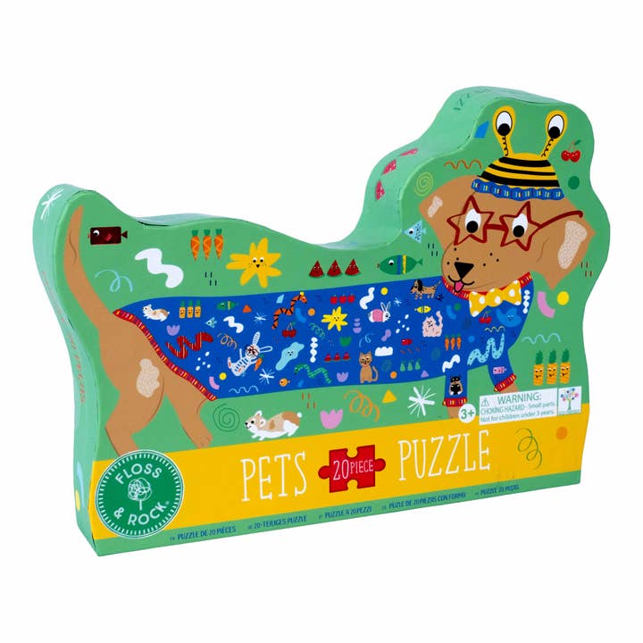 Pets 20pc "Sausage Dog" Shaped Jigsaw with Shaped Box for wholesale by Floss and Rock