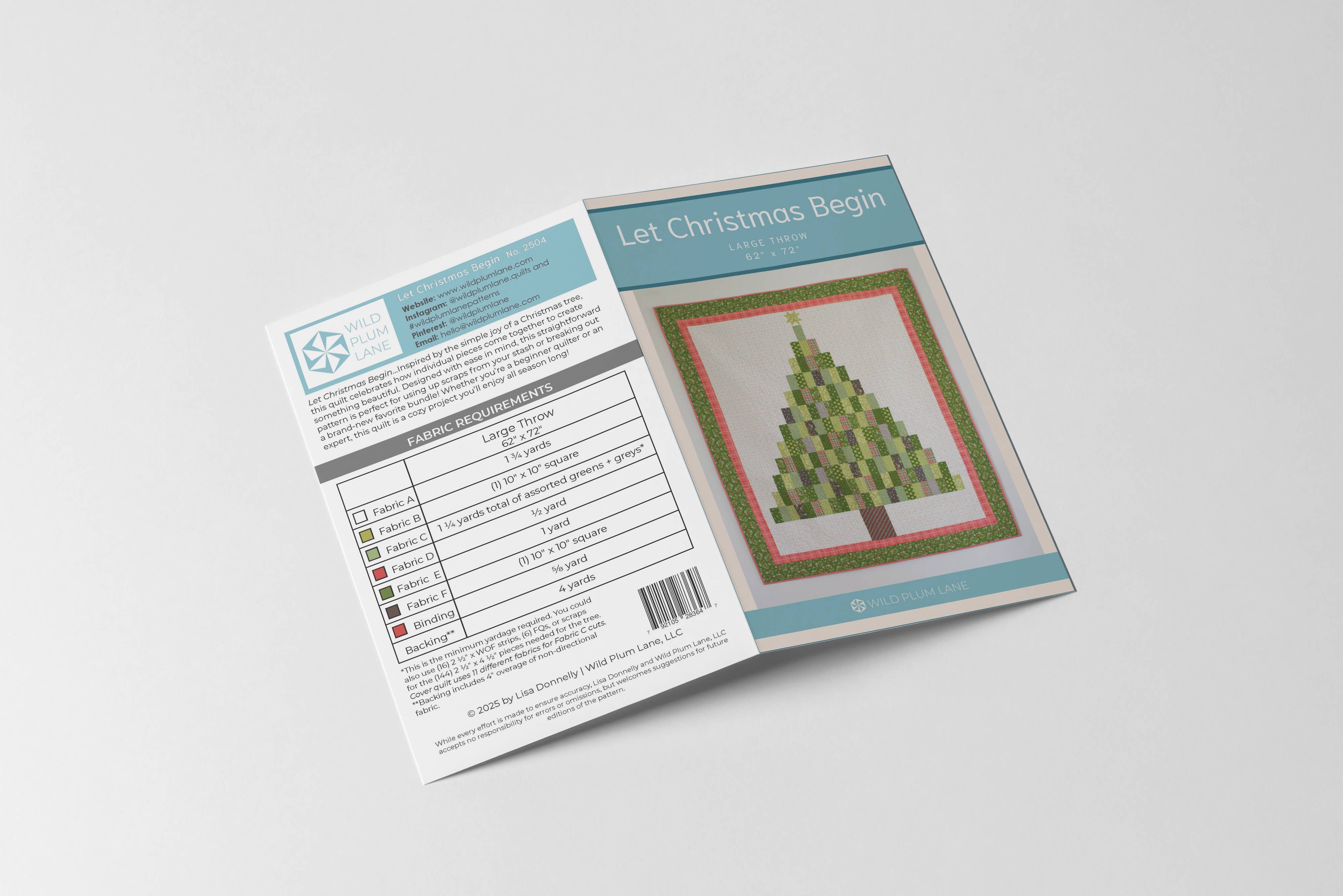 Wild Plum Lane - Wholesale Craft Sewing Kit - Let Christmas Begin Quilt Pattern - Printed2