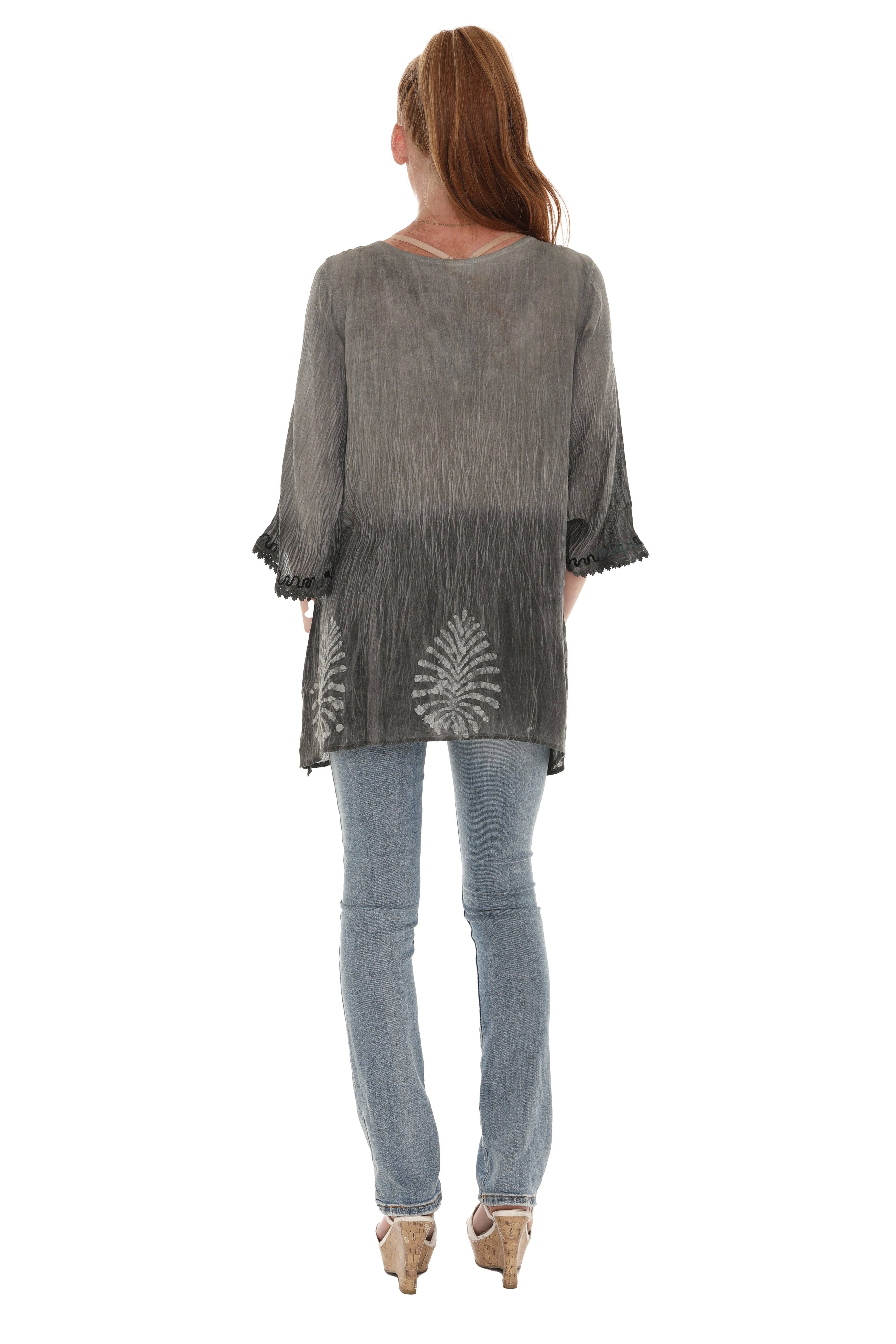 Shoreline Wear. INC - Wholesale Tunic - Women's - Geometric Wave Pom-Pom-Trim Keyhole-Front Tunic4