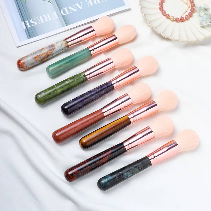 Crystolver (We Cover All Import Fees) - Vendita all'ingrosso Set di pennelli da trucco - Set di Pennelli Trucco con Manico in Pietra Preziosa16