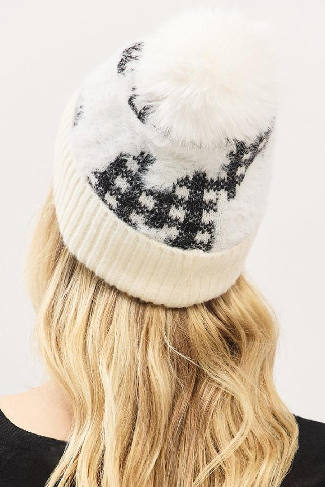 Embellish Your Life - Wholesale Beanie - Women's - Upcycled Fuzzy Abstract Plaid Beanie5