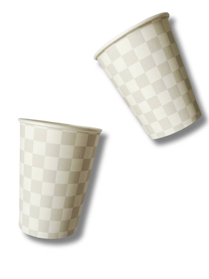 Light Gray Checkered Cups (8pcs) for wholesale by Josi James