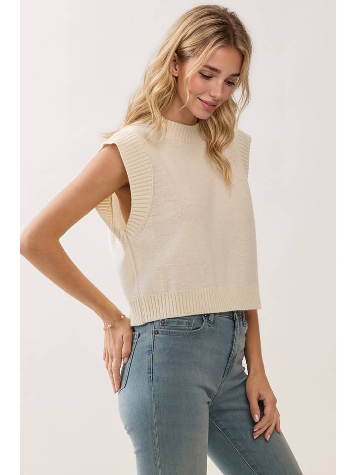 TCEC - Wholesale Sweater Vest - Women's - CW2611-Soft Knit Ribbed Edges Detail Open Back Vest4