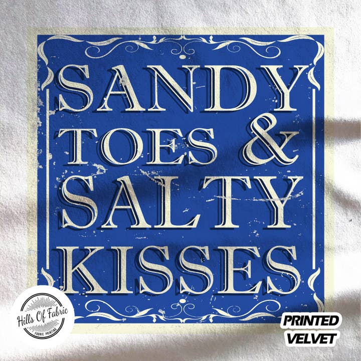 Sandy Toes And Salty Kisses Printed Fabric Panel for wholesale by Hills Of Fabric