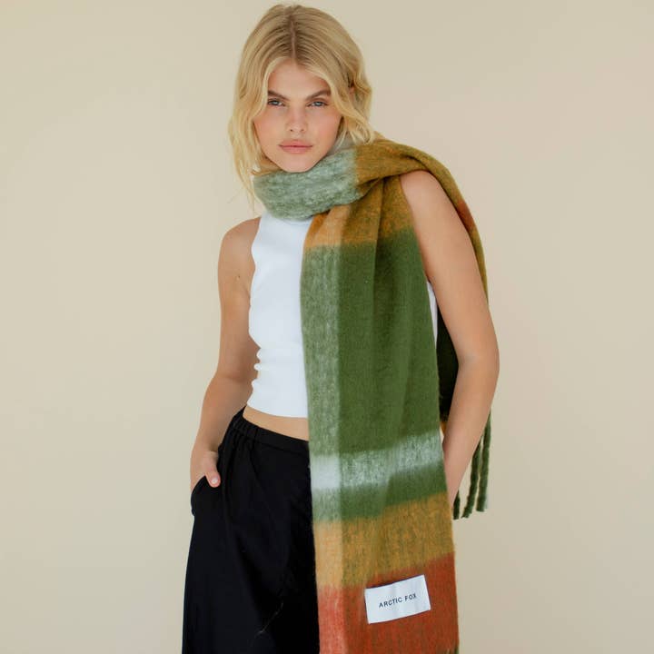 Arctic Fox & Co. - North America - Wholesale Scarf - Women's - The Stockholm Scarf - 100% Recycled - Mossy Spring - FW257