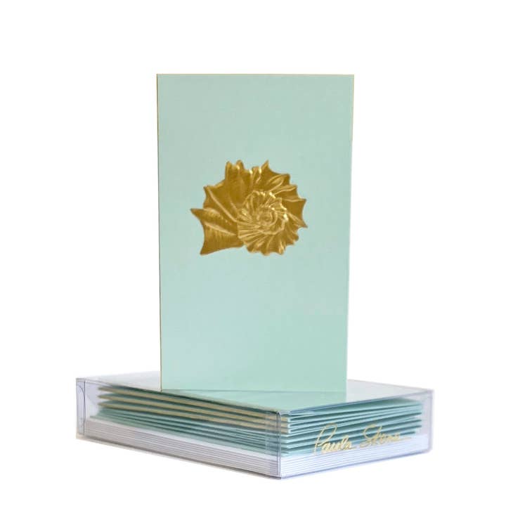 Whelk on Light Blue Blank Mini Note Card for wholesale by PAULA SKENE DESIGNS