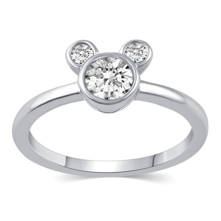 Bezel Set Mini Mouse Statement Micky Ring in 925 Sterling Si for wholesale by Prime and Pure