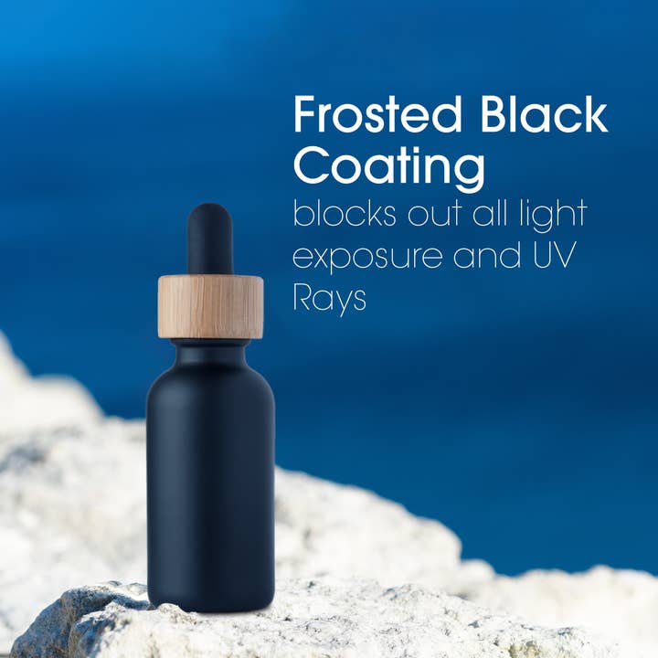 Focus Nutrition - Wholesale Travel Container - 24 Pack Black Coated Boston Round Glass Bottles4